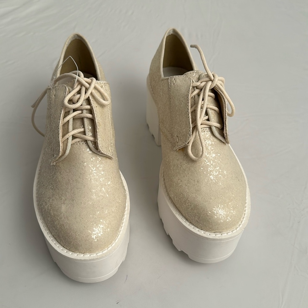 Cheap Monday Tractor iridescent glitter platform shoes